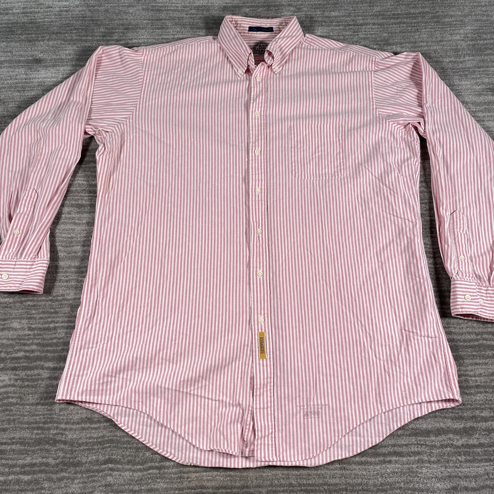 B.D. Baggies Shirt Mens XLT Pink Stripe Button Down Long Sleeve Casual Made USA